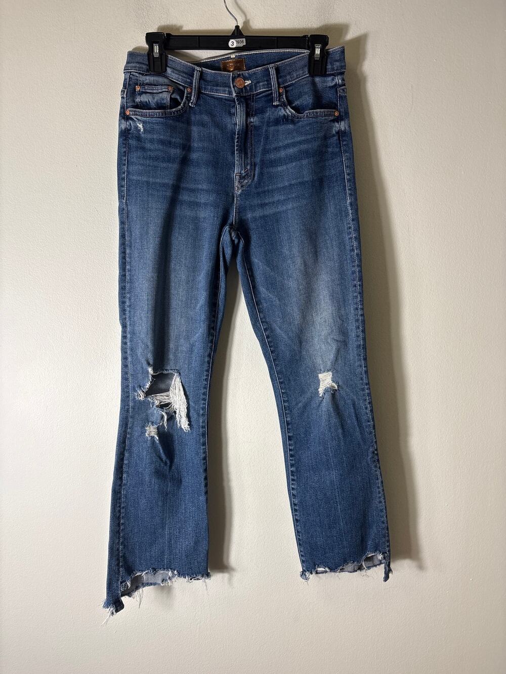 Mother Medium Wash The Insider Crop Step Chew Blue Jean Sz 28